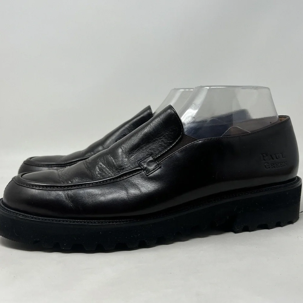 Paul Green Women's lug sole Platfrom Loafer Brown Leather Flat Slip On 8 US 10.5 - Picture 2 of 10